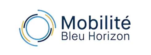 Logo mobilité bleu horizon